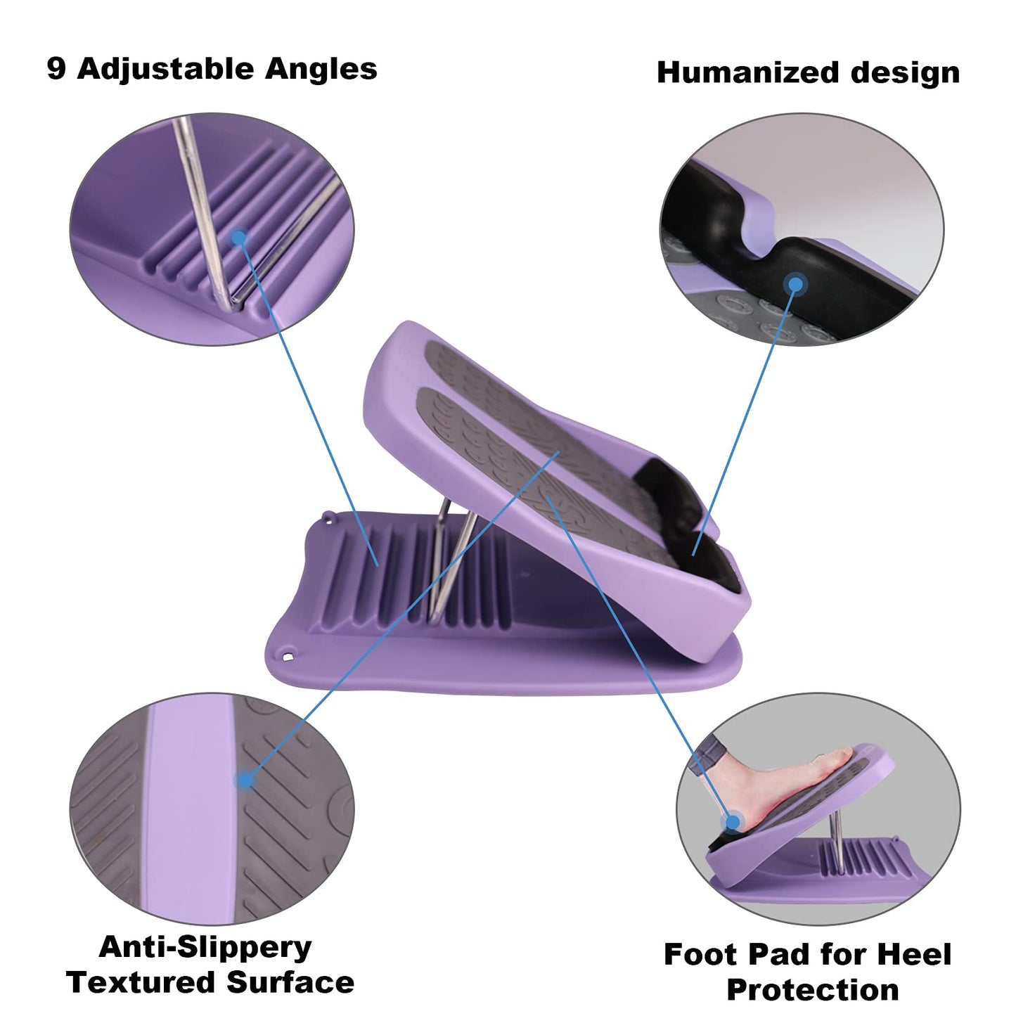 9 Level Adjustable Stretch Board with Stretch Resistance Bands Support 1100 lbs for Plantar Fasciitis Relief Therapy Foot Exercise Achilles Tendon